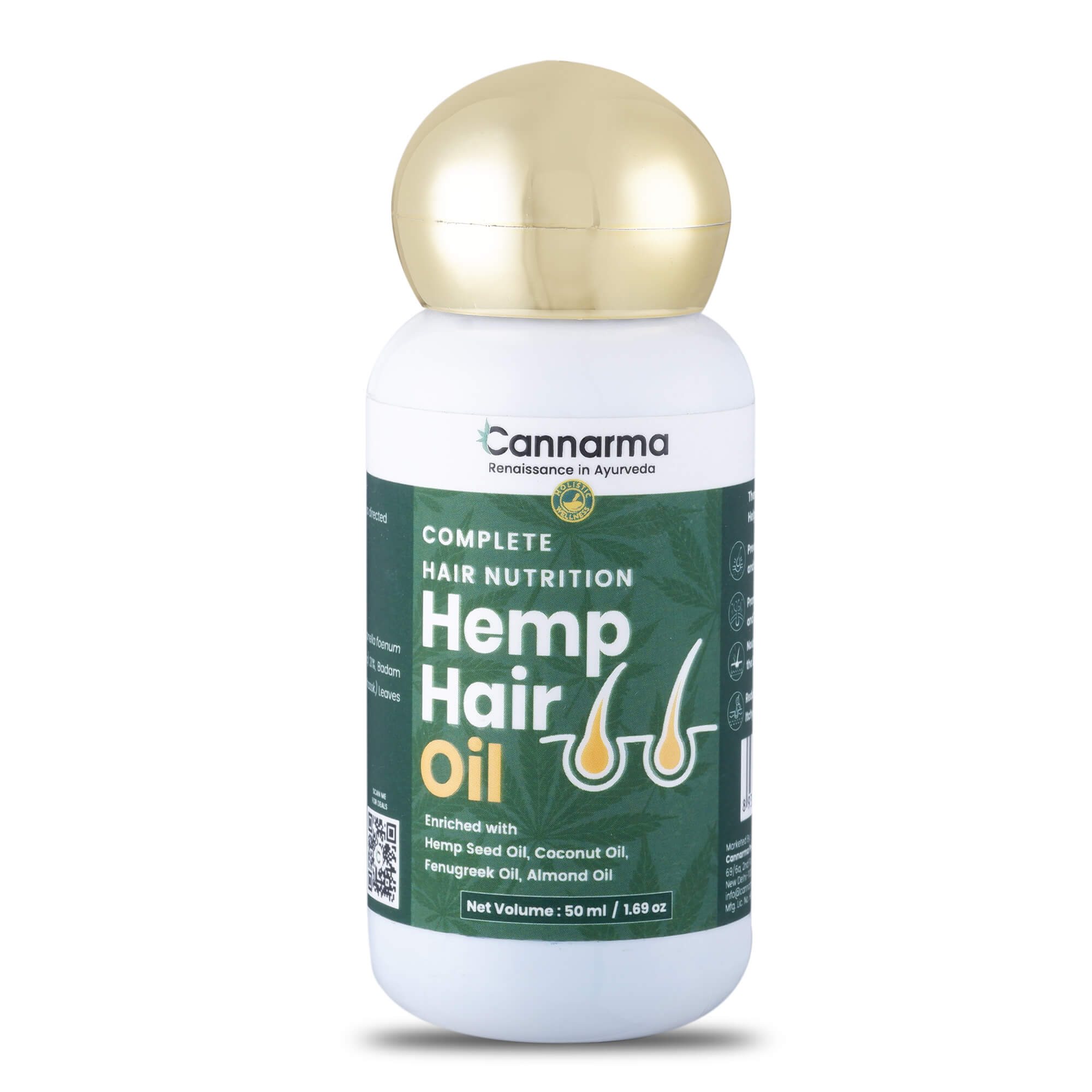 Cannarma Hemp Hair Oil With Coconut & Almond | Omega 3 & 6, Vitamin E | For Nourishes, Moisturizes & Hydrates Hair