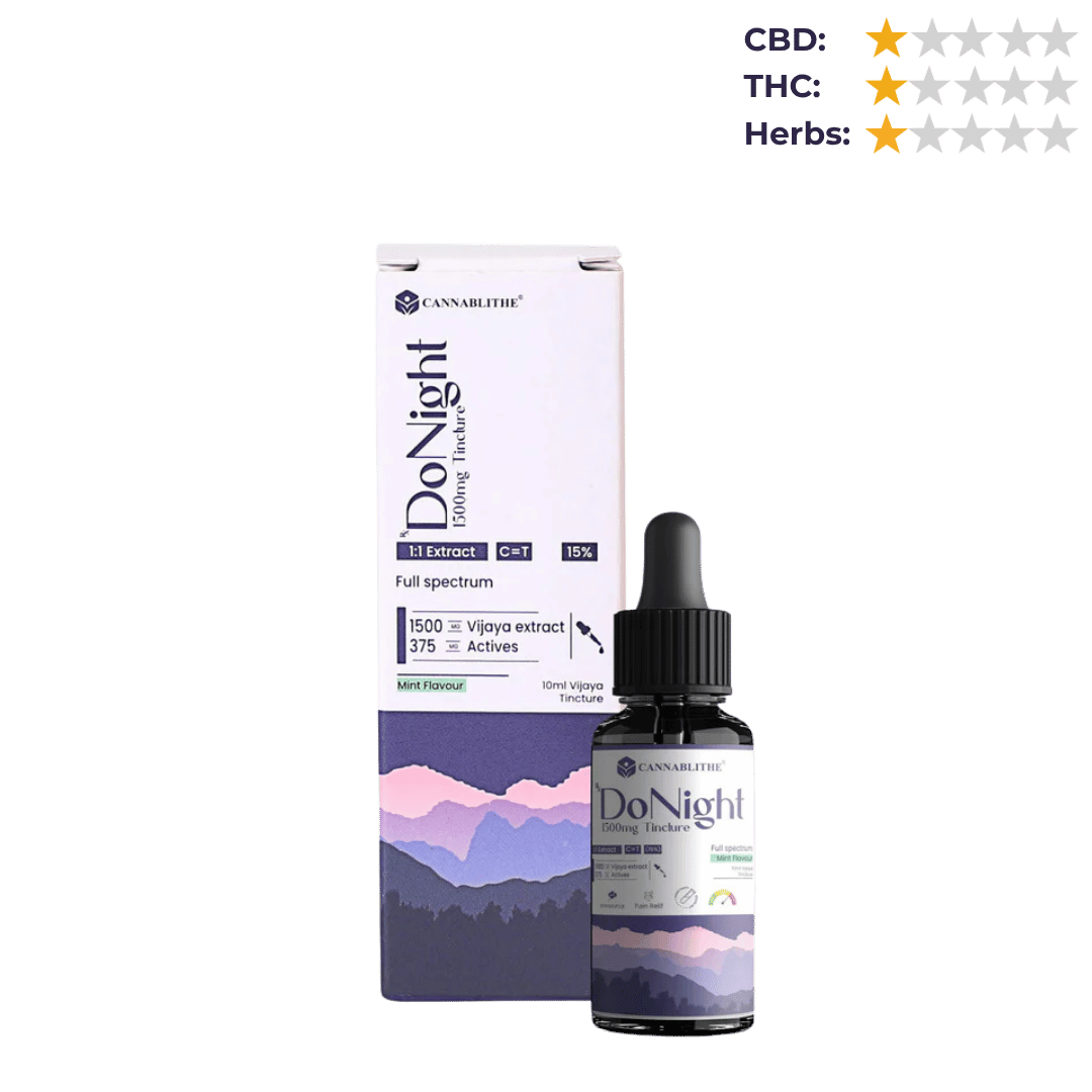 CannaBlithe DoNight 1500mg Tincture 1:1 CBD:THC (10ml ).