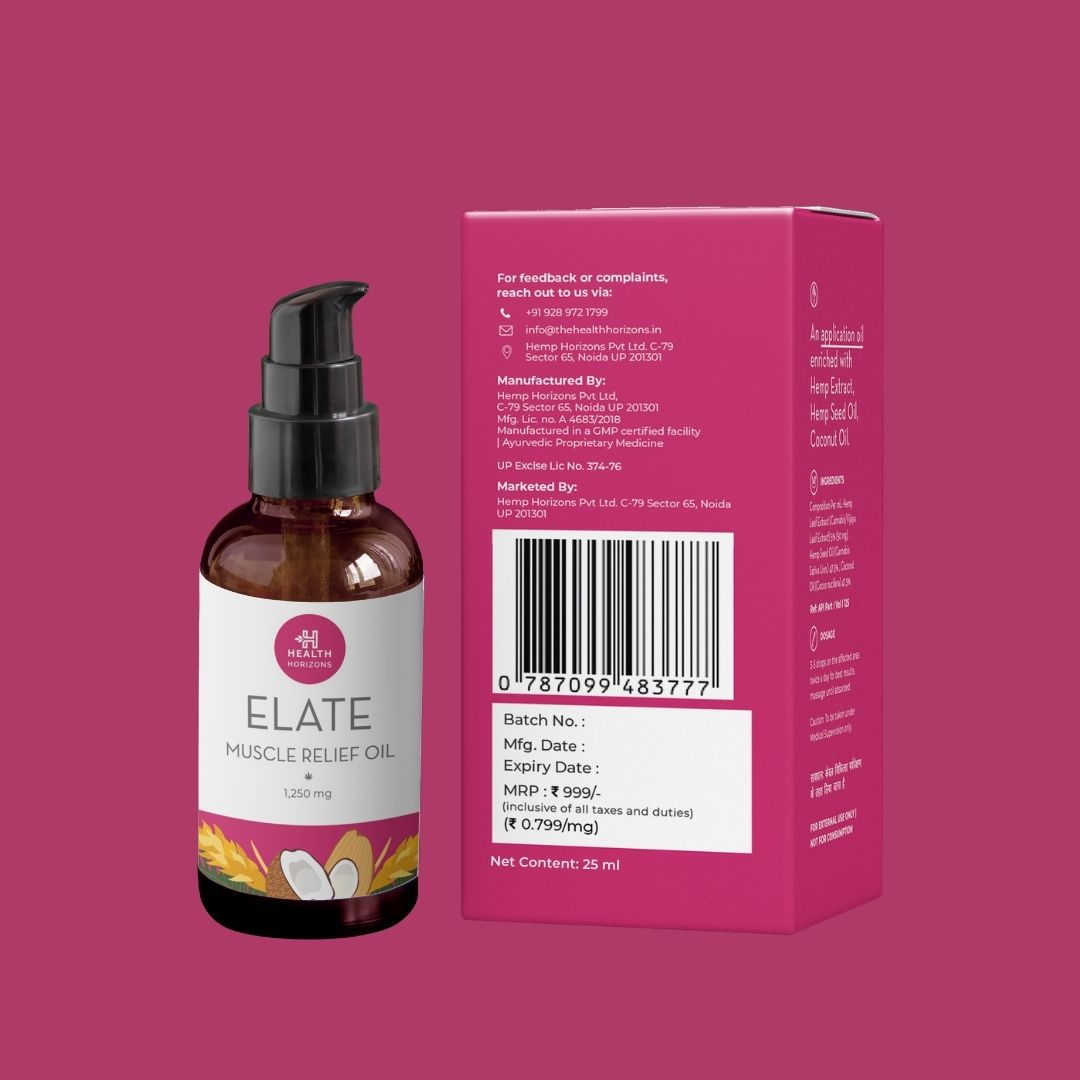 Health Horizon Elate | Muscle Relief Oil | Hemp Oil for Muscle Pain Relief - CBD Store India