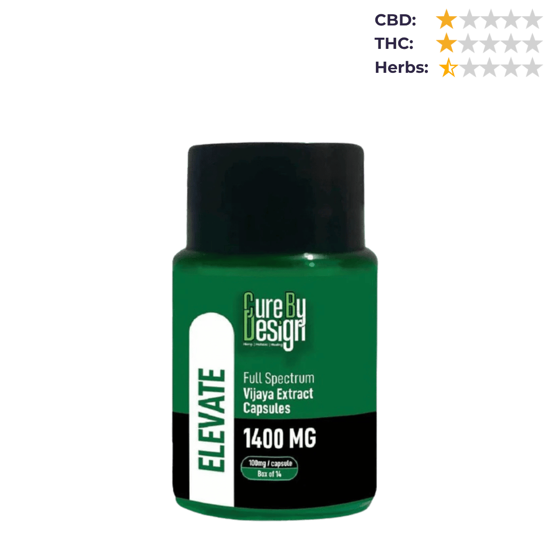 Cure By Design - Elevate | 100mg/Capsule - CBD Oil Dominant (2:1 - CBD:THC).