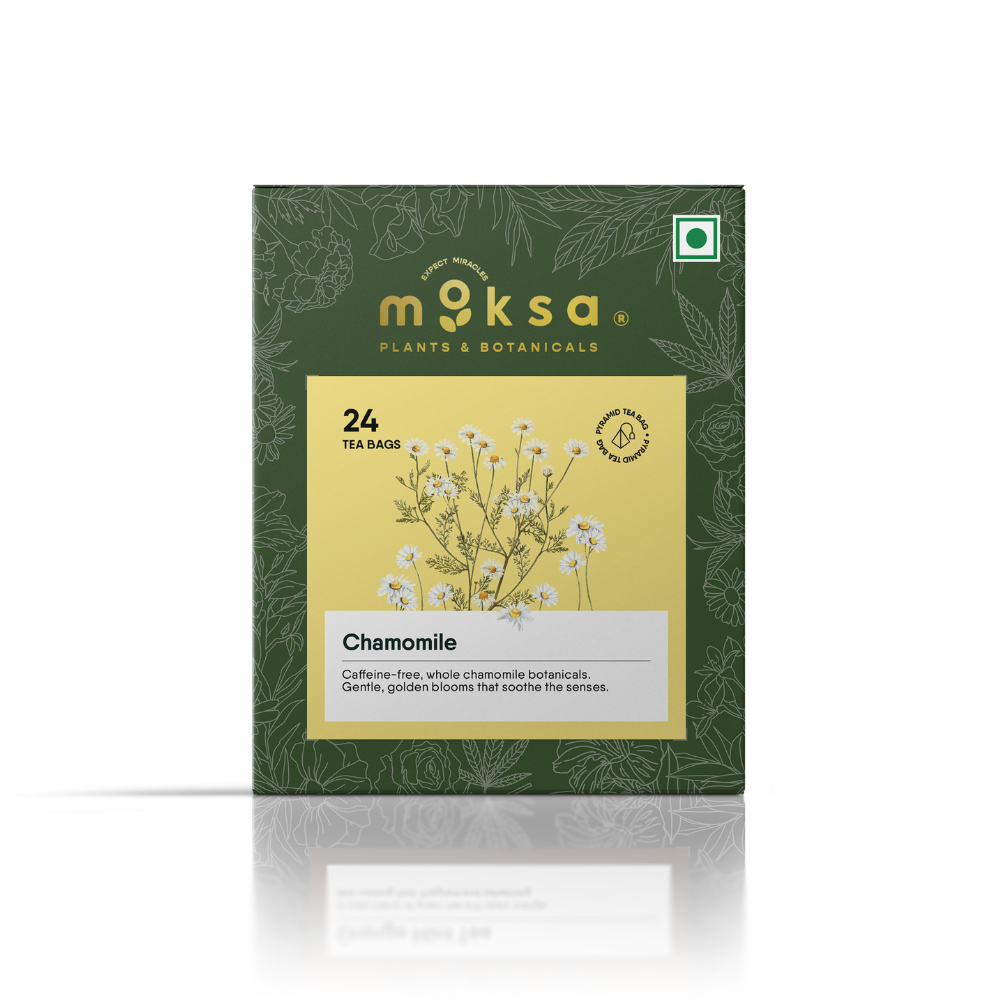 Moka Chamomile tea package on a white background