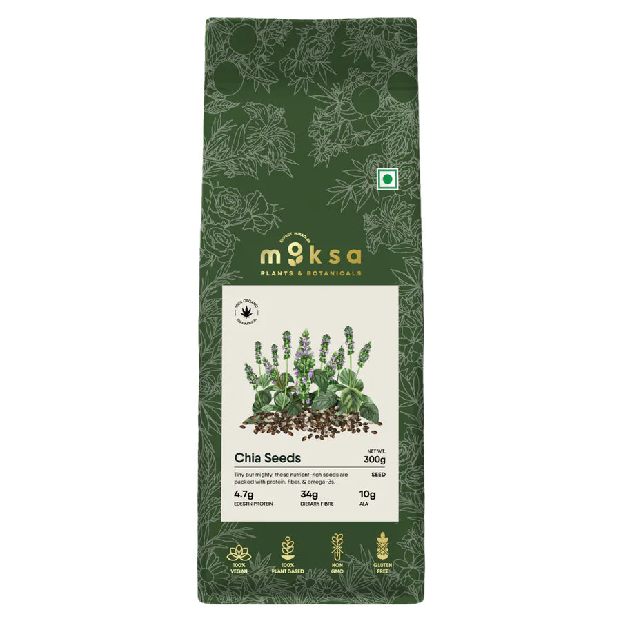 Moksa Organic Chia Seeds – Omega-3 & Fiber Rich Seeds for Weight & Daily Wellness