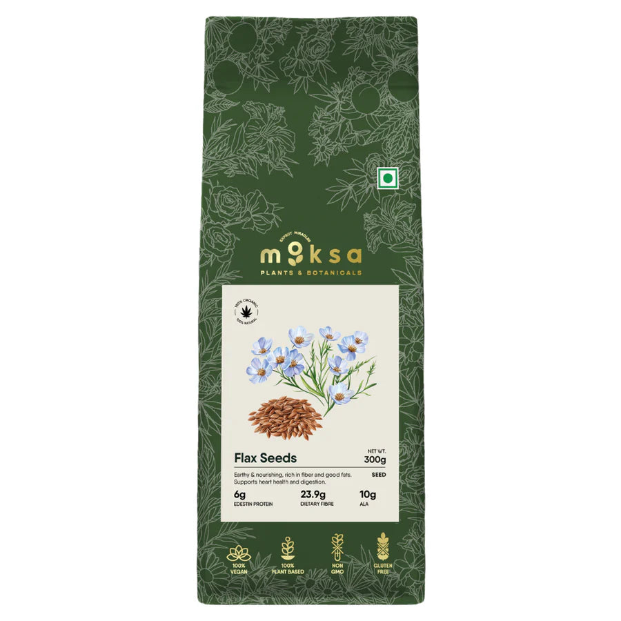 Moksa Organic Raw Flax Seeds – Omega-3 Rich Seeds for Heart & Cholesterol Support