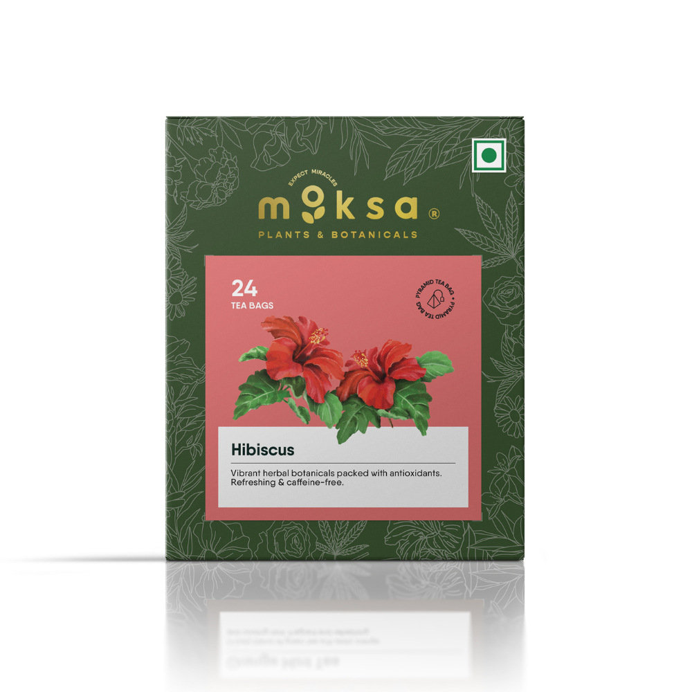 Moksa Hibiscus Flower Tea – Herbal Tea for Heart Health, Immunity & Detox (24 Tea Bags)