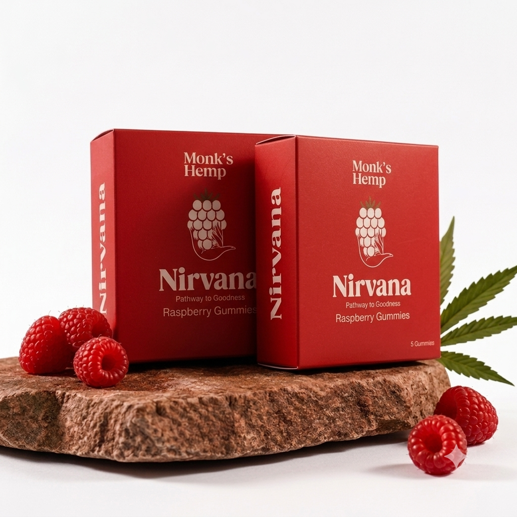 Monk’s Hemp Nirvana Medical Cannabis Gummies | Raspberry-Infused Botanical Chews for Mind & Body