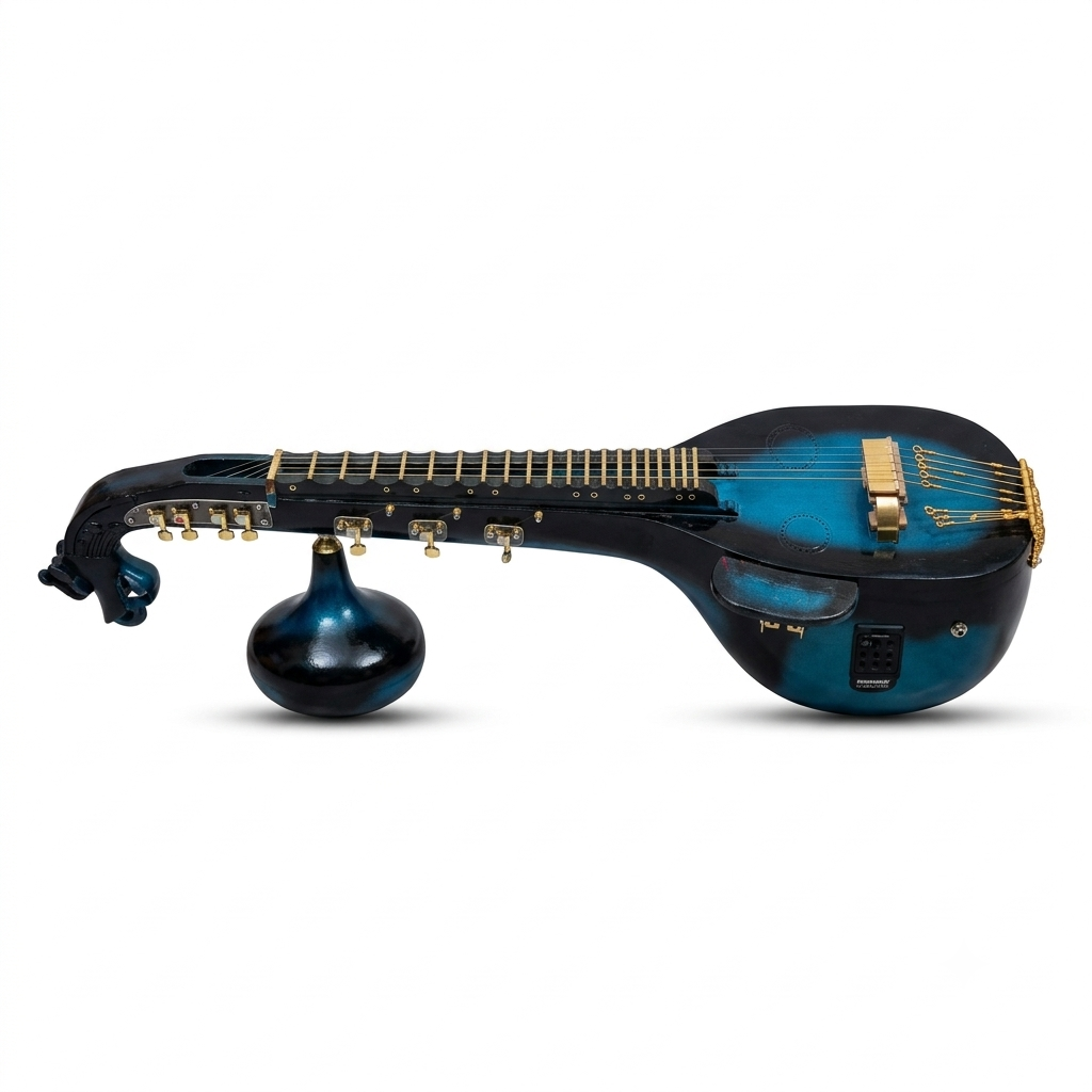 Anirud Musicals - Golden White Madhura Veena with Guitar Keys & Inbuilt Fishman Pickup