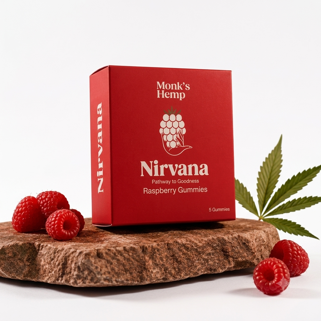 Monk’s Hemp Nirvana Medical Cannabis Gummies | Raspberry-Infused Botanical Chews for Mind & Body