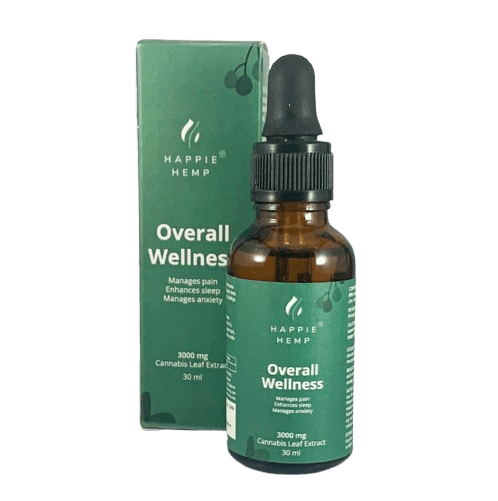 Happie Hemp - Overall Wellness - mages pain - enchances sleep - manage anxiety - cannabis leaf extract