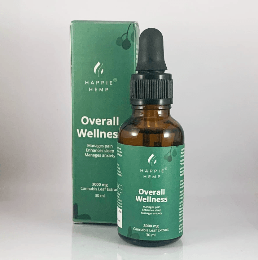 Happie Hemp - Overall Wellness - mages pain - enchances sleep - manage anxiety - cannabis leaf  extract