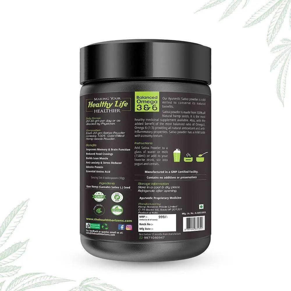 Health Horizons Ayurvedic Sativa Hemp Protein Powder – 500gm.