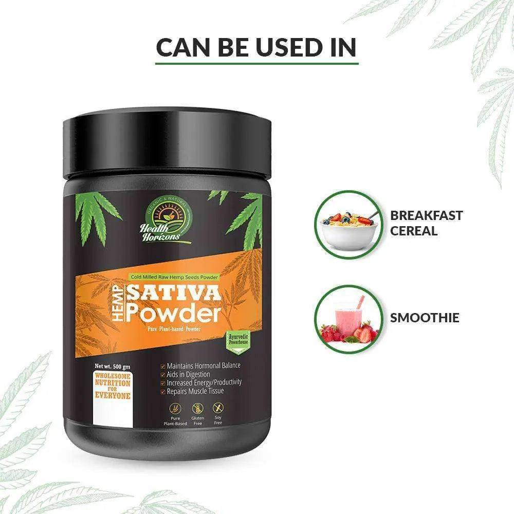 Health Horizons Ayurvedic Sativa Hemp Protein Powder – 500gm.