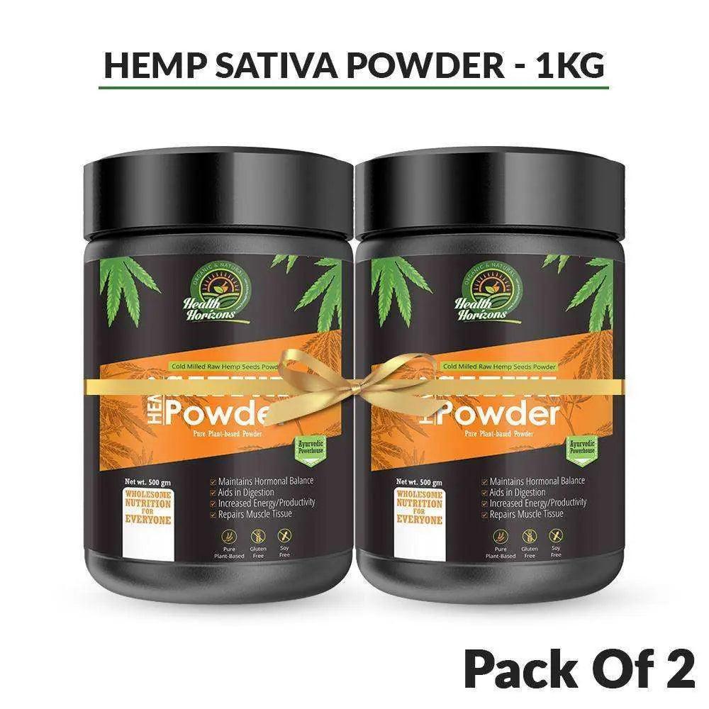 Health Horizons Ayurvedic Sativa Hemp Protein Powder – Pack of 2 – 500gms Each.