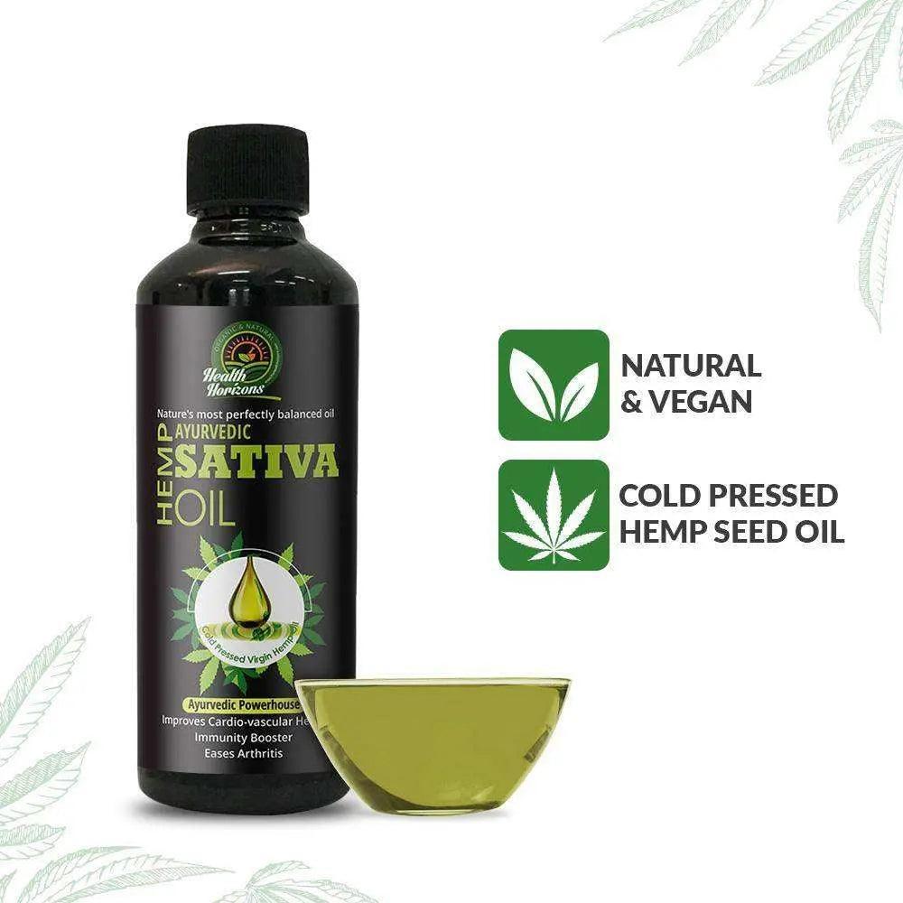 Health Horizons Ayurvedic Sativa Hemp Seed Oil 200ml.