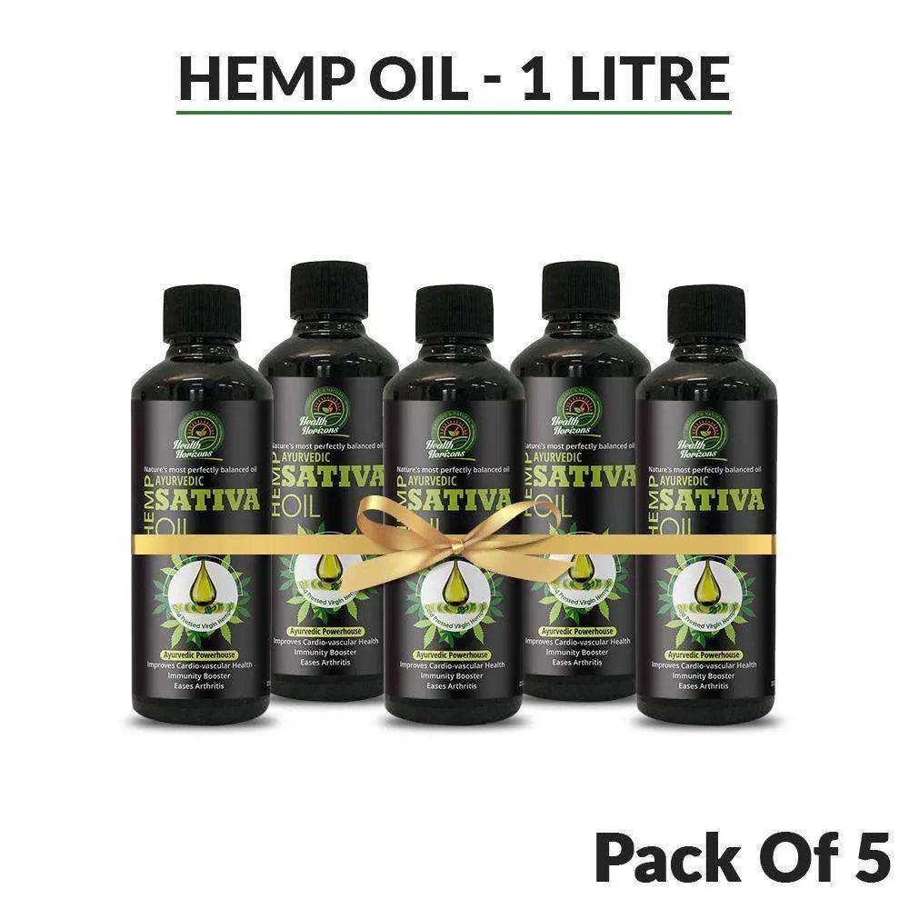 Health Horizons Ayurvedic Sativa Hemp Seed Oil Pack of 5 200ml Each.