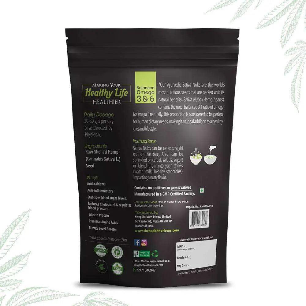 Health Horizons Ayurvedic Sativa Hemp Seeds (Hemp Hearts) Pack of 2 – 500gms Each.