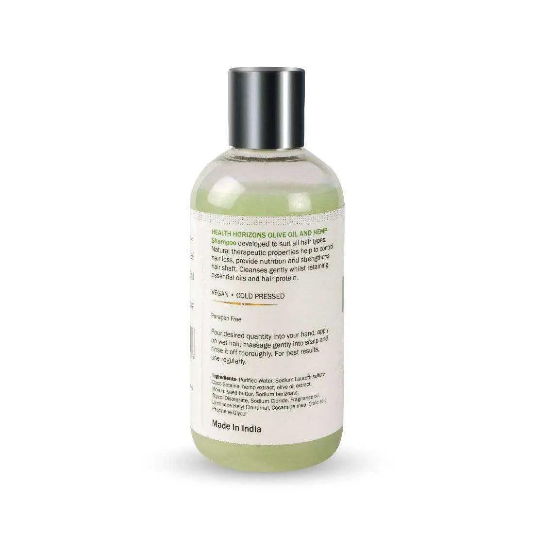Health Horizons Olive Oil and Hemp Shampoo.