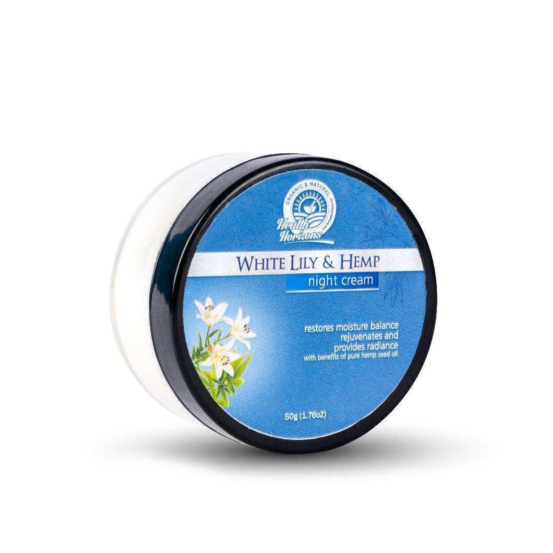 Health Horizons White Lily and Hemp Night Face Cream.