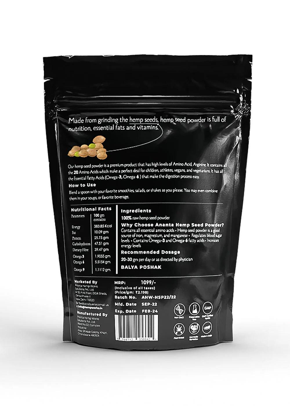 Ananta Hemp Seed Powder  (150 GM - 500 GM)