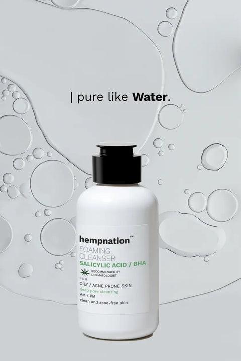 Hempnation - Salicylic Acid Foaming Cleanser – Reduces Sebum & Prevents Acne - Oily / Acne-Prone Skin.