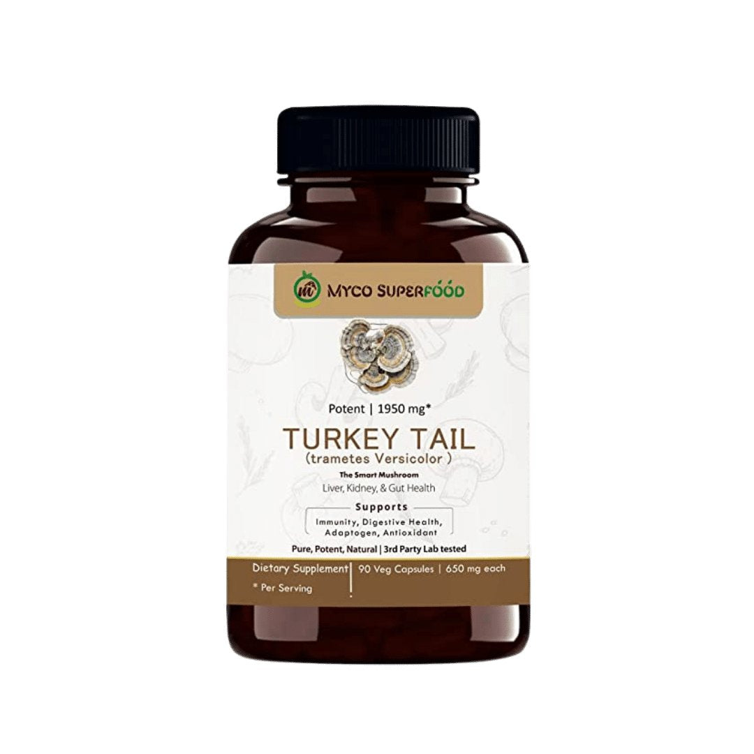 MYCO SUPERFOOD Turkey Tail Mushroom Powder Capsules | Supports Immunity, Digestive Health
