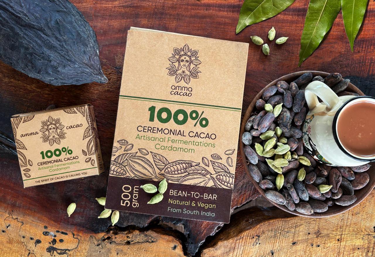 Ceremonial Cacao - Amma Cacao- Artisanal Fermenations - Cardamom 500g