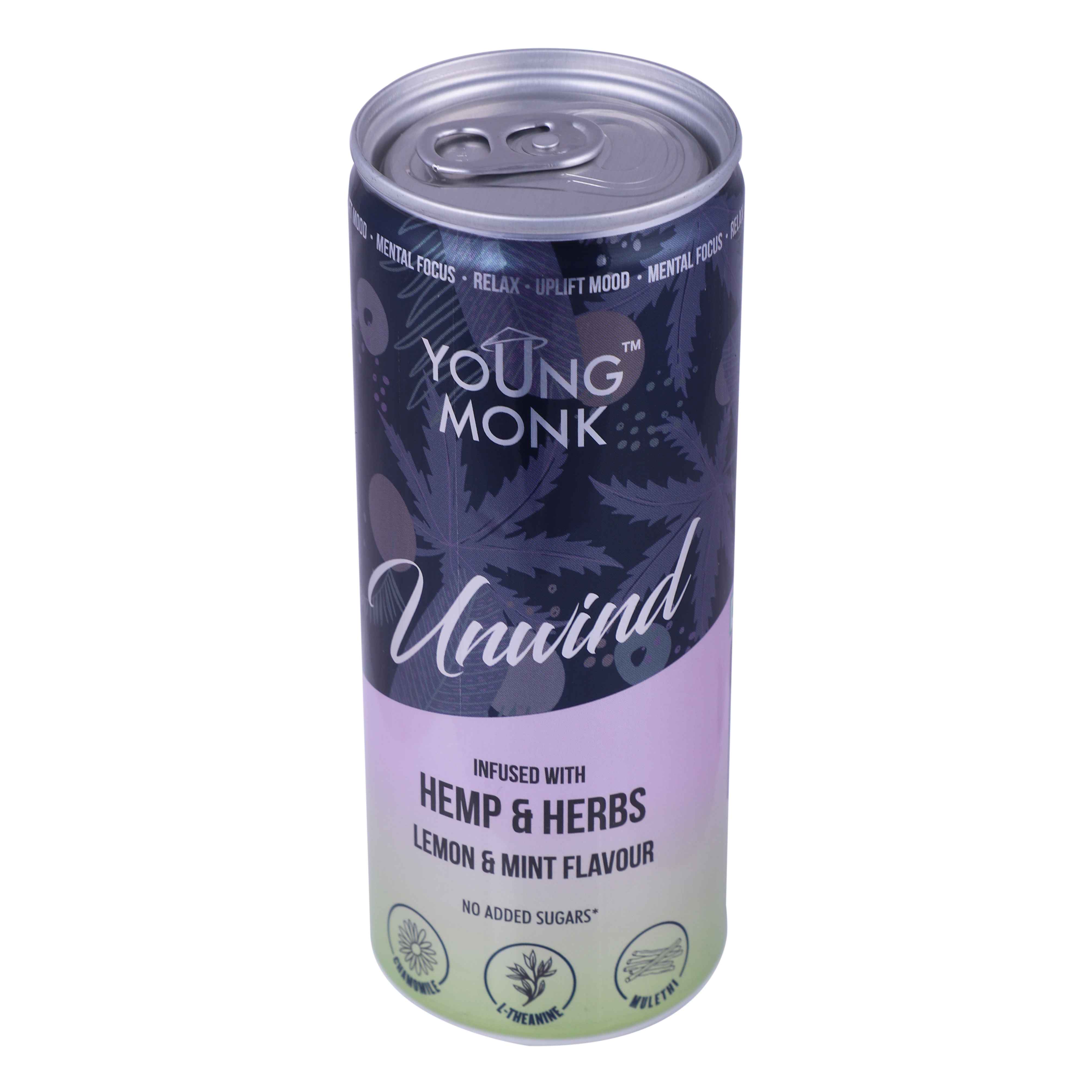 Young Monk Unwind Sparkling Water- Peach & Ginger Flavour- Infused with Hemp. - CBD Store India