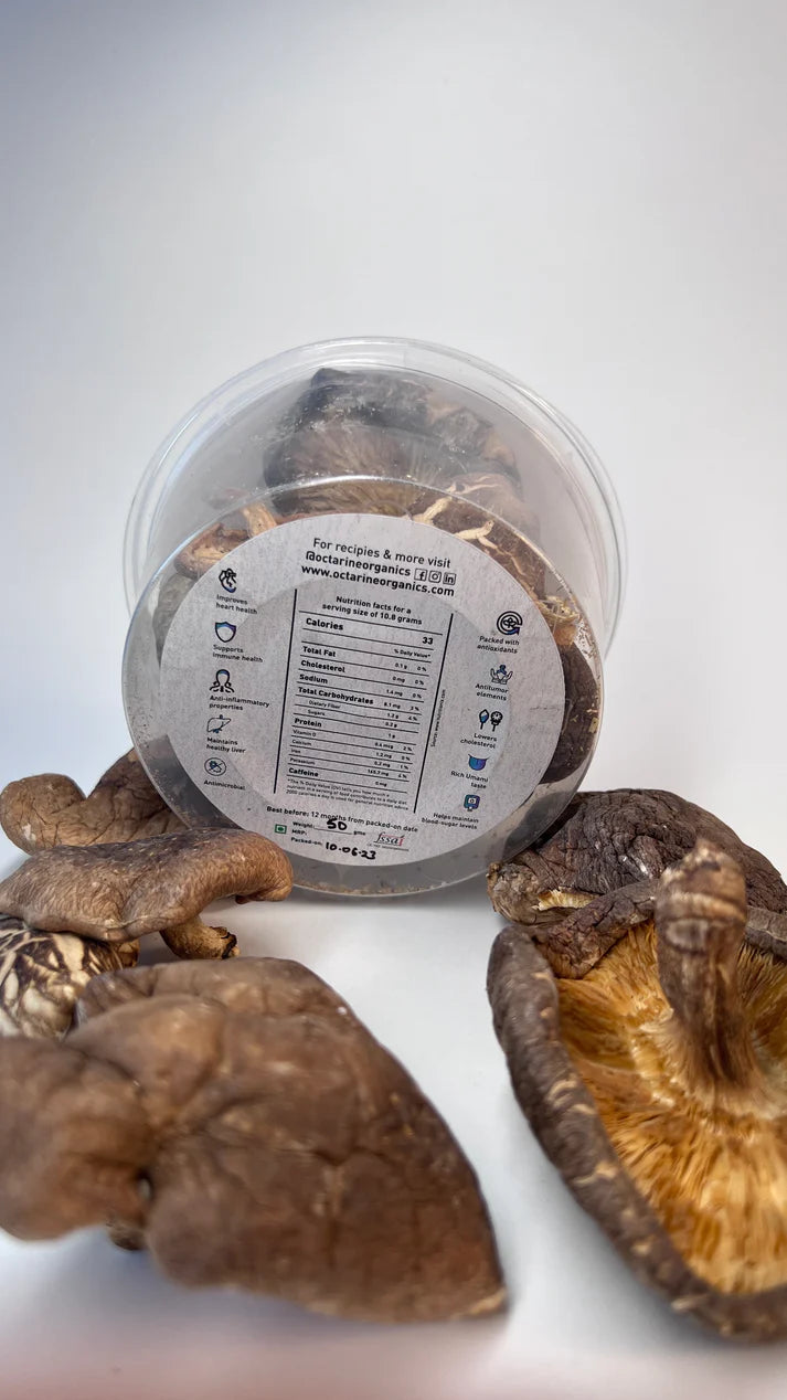 Octarine Organics Sun-Dried Shiitake Mushrooms | Organic Umami Superfood