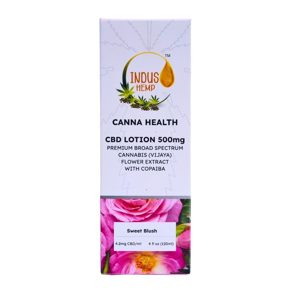 INDUS HEMP CANNA HEALTH CBD Lotion 500mg – Sweet Blush | Broad-Spectrum Cannabis (Vijaya) Flower Extract with Copaiba | Deep Pain Relief, Anti-Inflammatory, Skin Hydration & Floral Aromatherapy