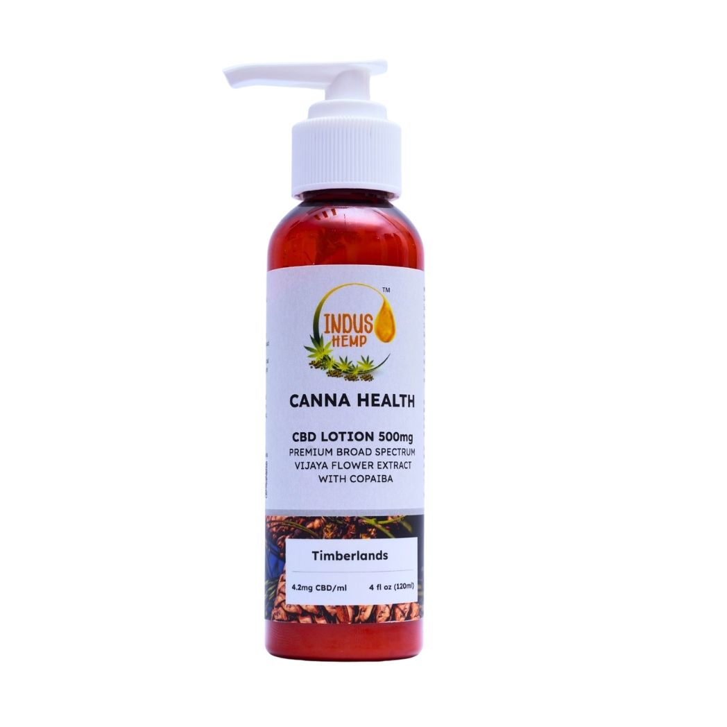 INDUS HEMP CANNA HEALTH CBD Lotion 500mg – Timberlands | Broad-Spectrum Cannabis (Vijaya) Flower Extract with Copaiba | Deep Muscle & Joint Relief, Anti-Inflammatory, Hydrating & Non-Greasy, Earthy Forest Aroma