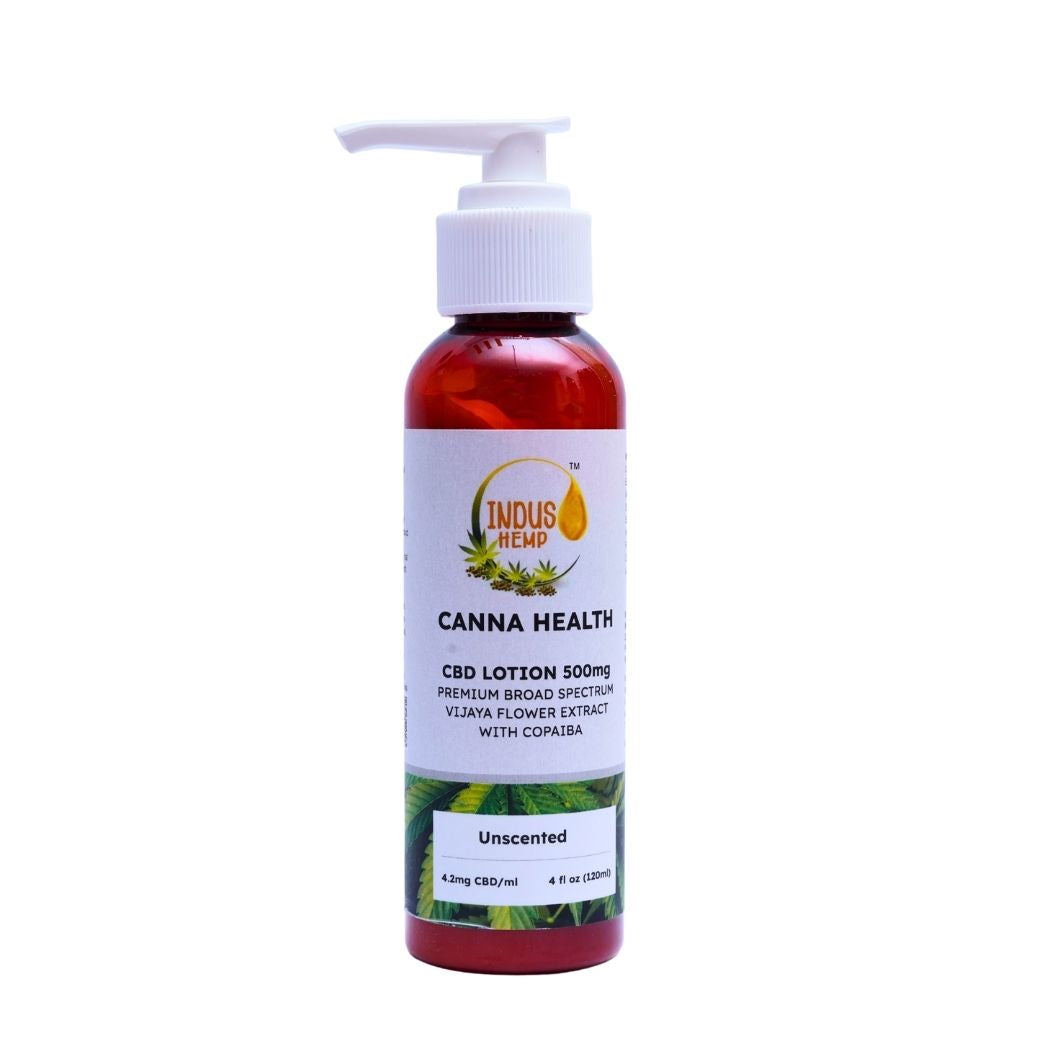 INDUS HEMP CANNA HEALTH CBD Lotion 500mg – Unscented | Premium Broad-Spectrum Cannabis (Vijaya) Flower Extract with Copaiba | Targeted Pain Relief, Inflammation Support & Skin Hydration