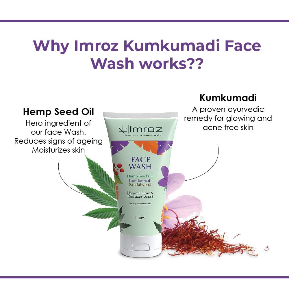 Imroz - Face Wash With Hemp Seed Oil & Kumkumadi - 100 mlHealth & Beauty Face Wash With Hemp Seed Oil & Kumkumadi | Hemp Face Wash | CBD Store