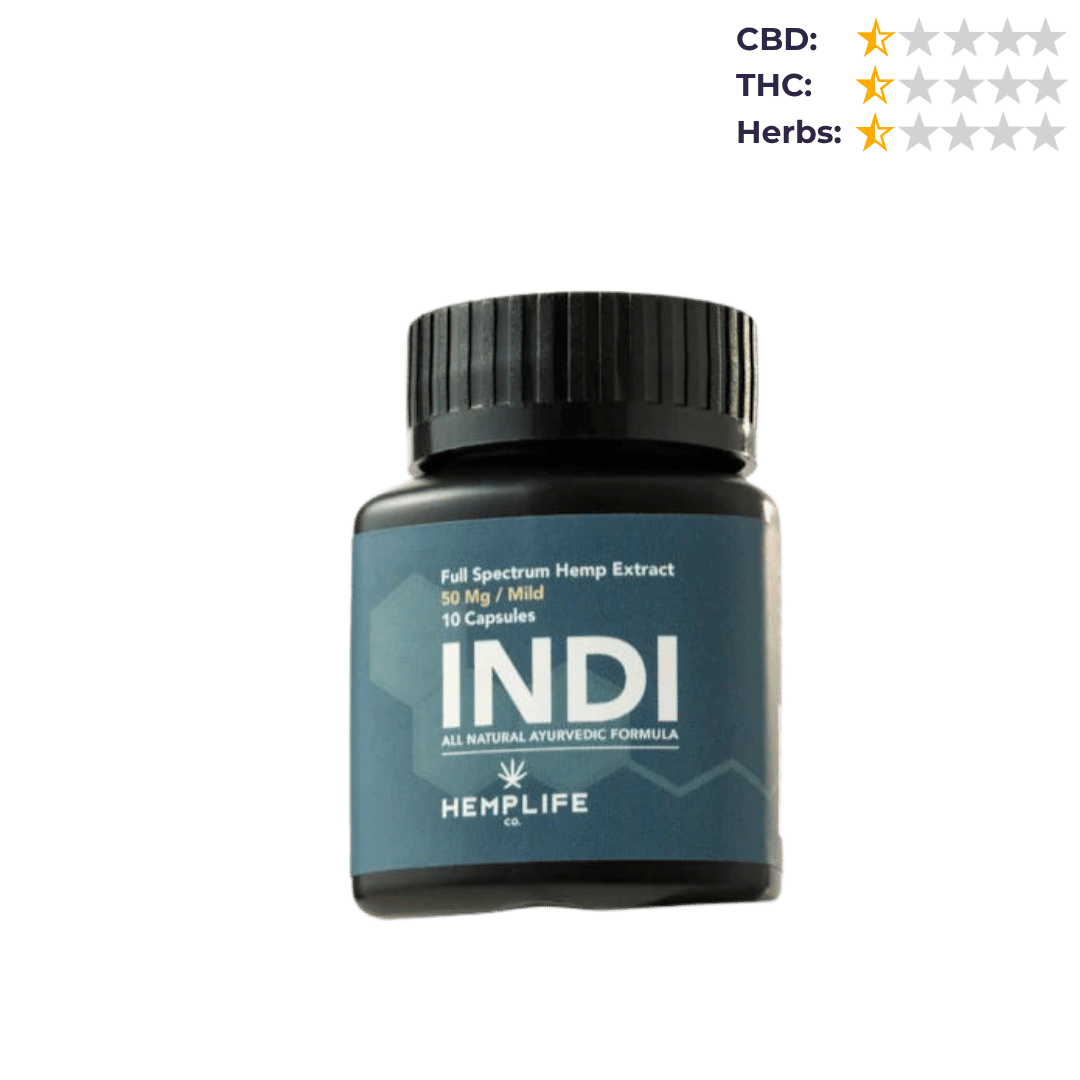 Hemplife INDI Mild 50mg/cap - 10 Medical Cannabis Capsules.