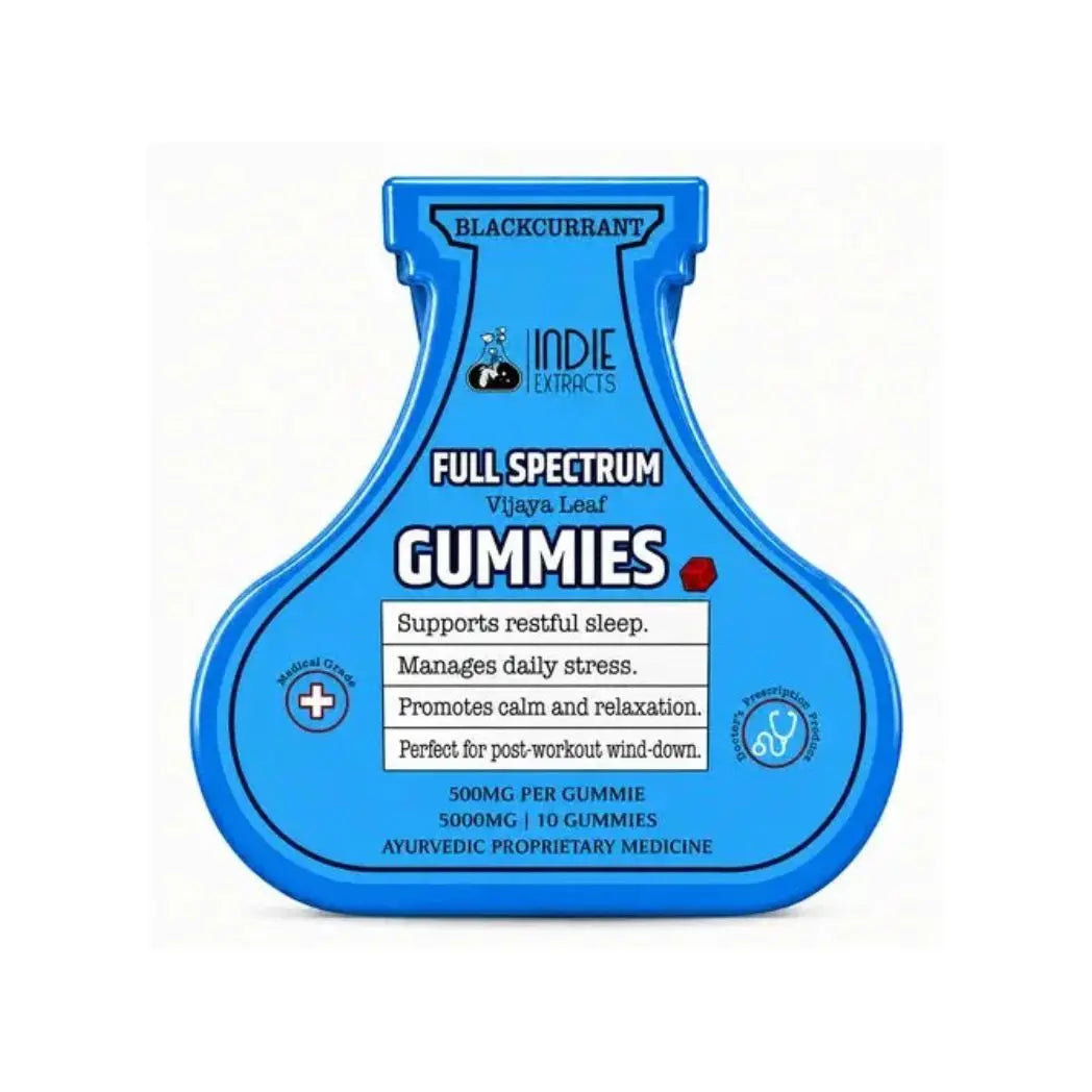 Indie Extracts Full Spectrum Vijaya Leaf Extract Gummies 5000mg | 10pc Blackcurrant