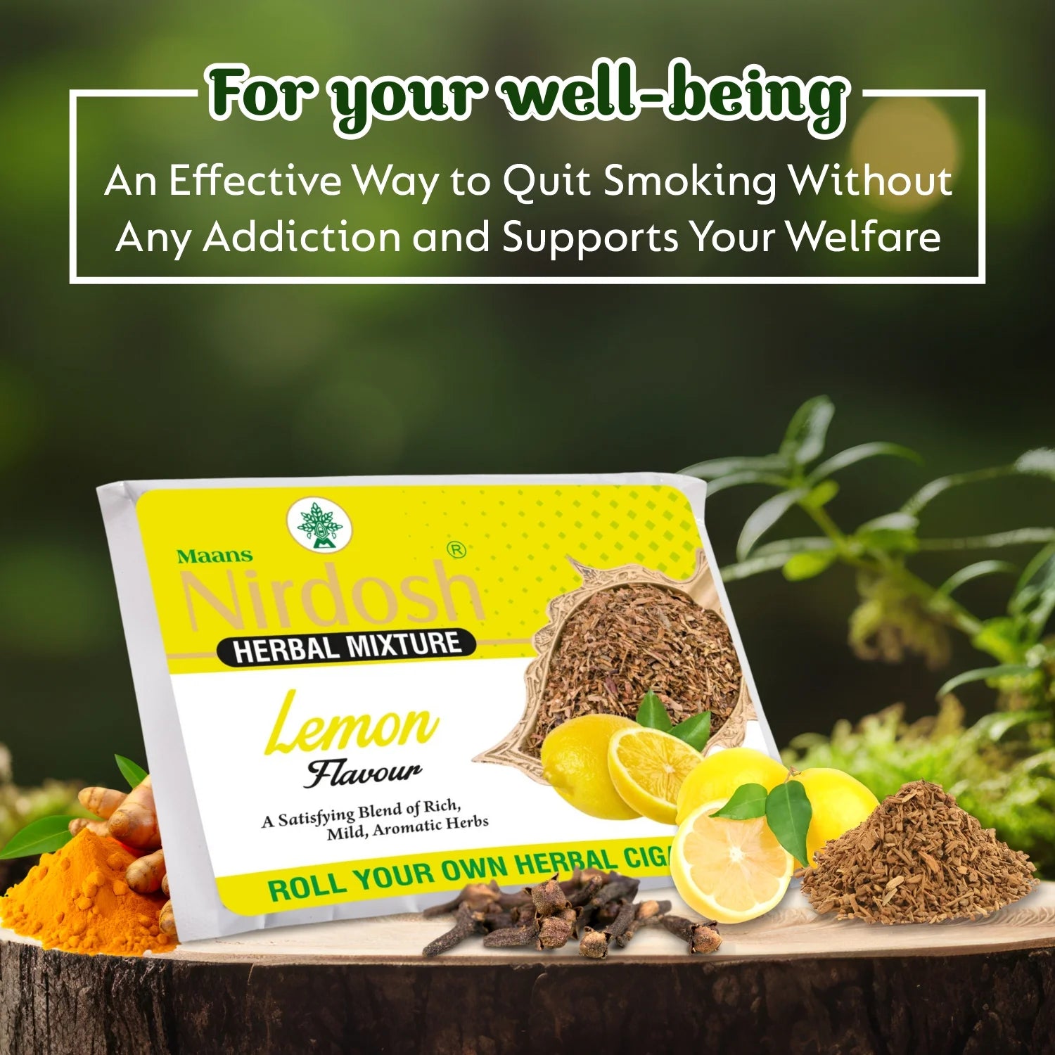 Nirdosh Lemon Flavoured Herbal Smoking Mixture 35g | 100% Tobacco & Nicotine Free Herbal Blend.