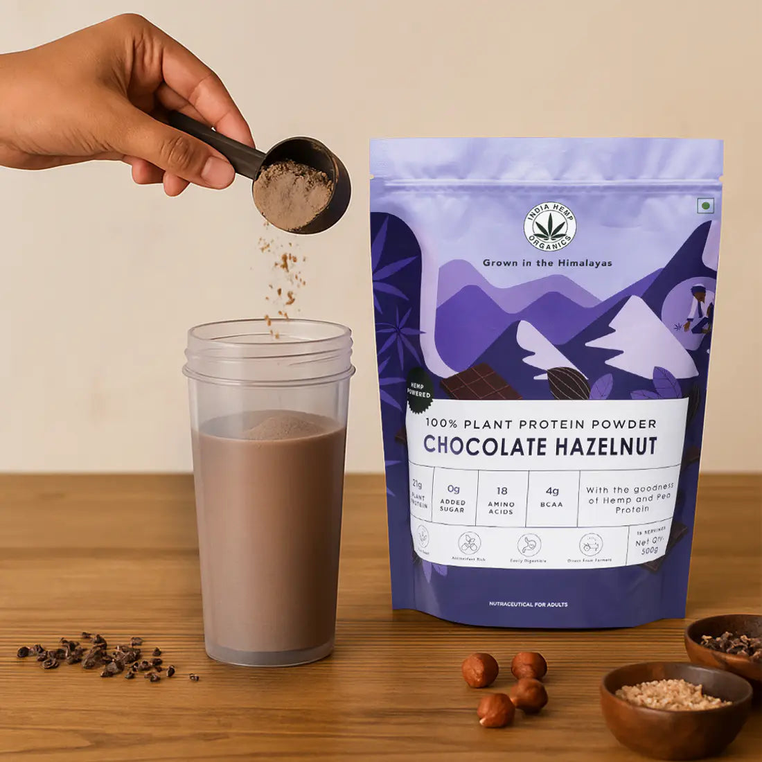India Hemp Organics - Hemp Protein Powder - Chocolate Hazelnut.