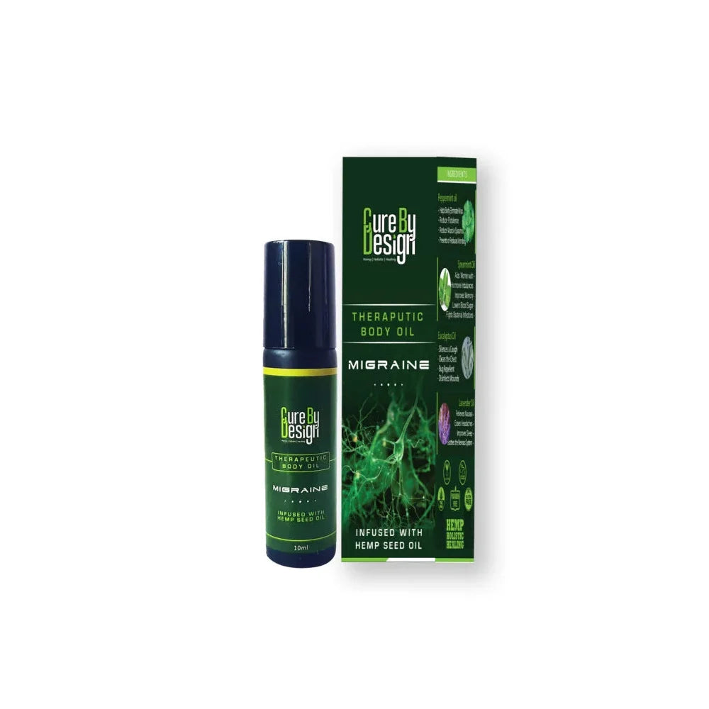 Cure By Design Therapeutic Body Oil Roll-On for Migraine Relief.