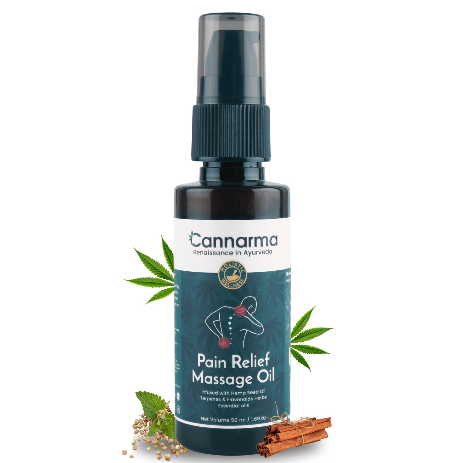 Cannarma Hemp Pain Relief Massage oil | Muscle Pain, Joint Pain, Knee Pain, Back Pain - 50 ml