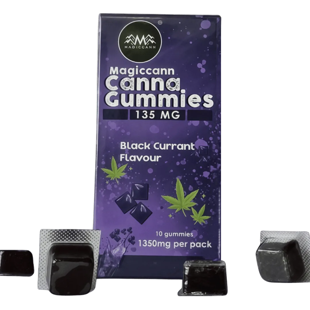 Magiccann Canna Gummies – Black currant Premium Cannabis infused gummies, Extra Strong : 1350Mg (10 x 135mg).
