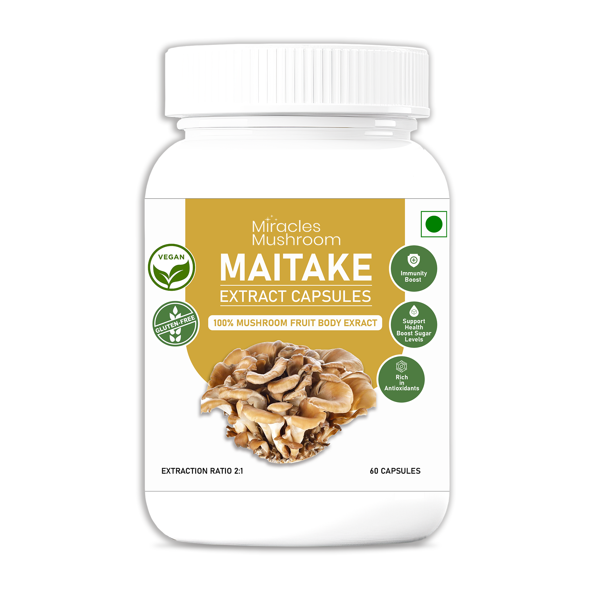 Miracles Mushroom - Lion’s Mane Mushroom Extract Capsules-100%  Fruit Body Extract.