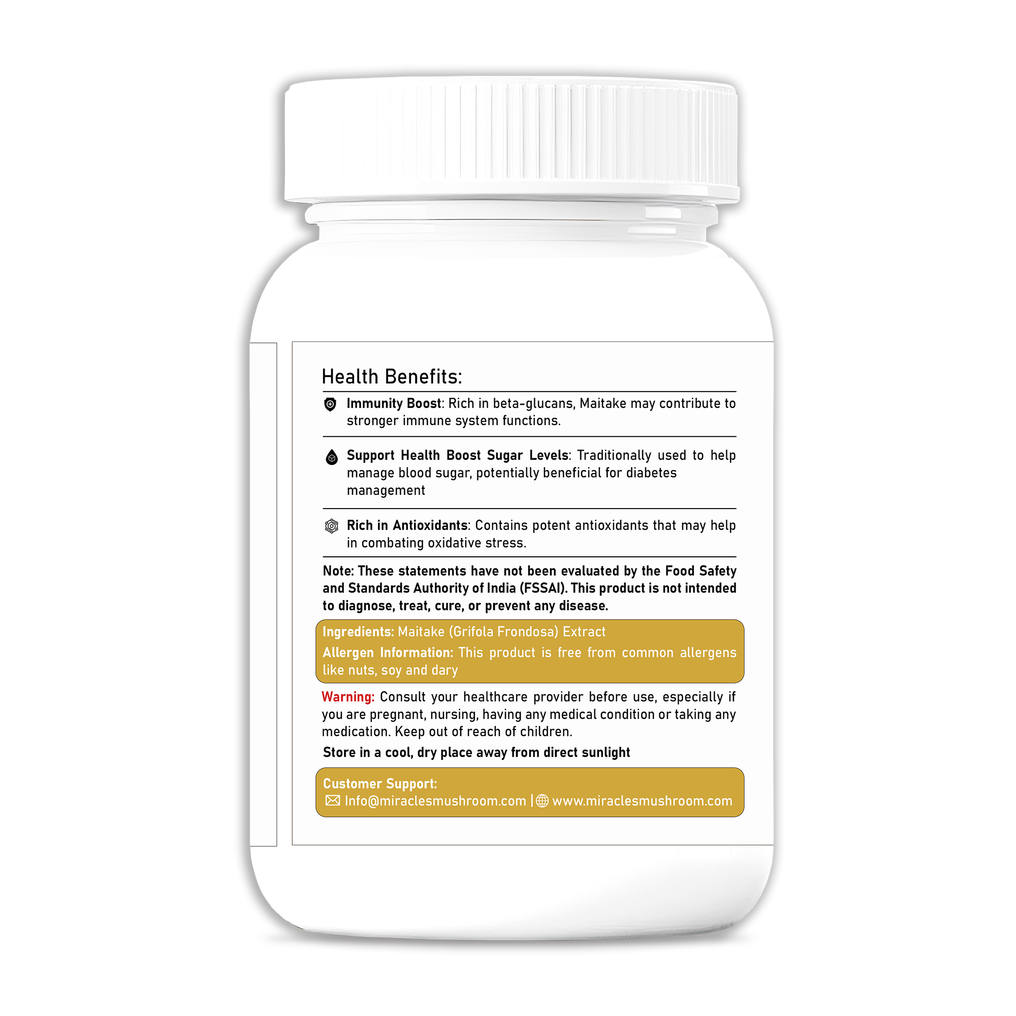 Miracles Mushroom - Lion’s Mane Mushroom Extract Capsules-100%  Fruit Body Extract.