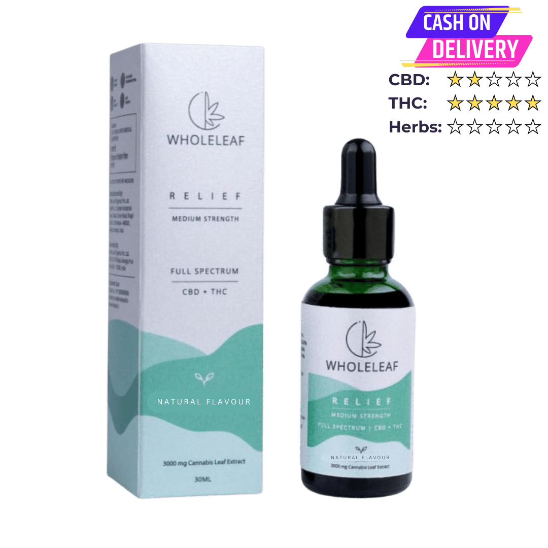 Wholeleaf Relief Medium Strength Cannabis Oil (THC Dominant) Natural Flavour