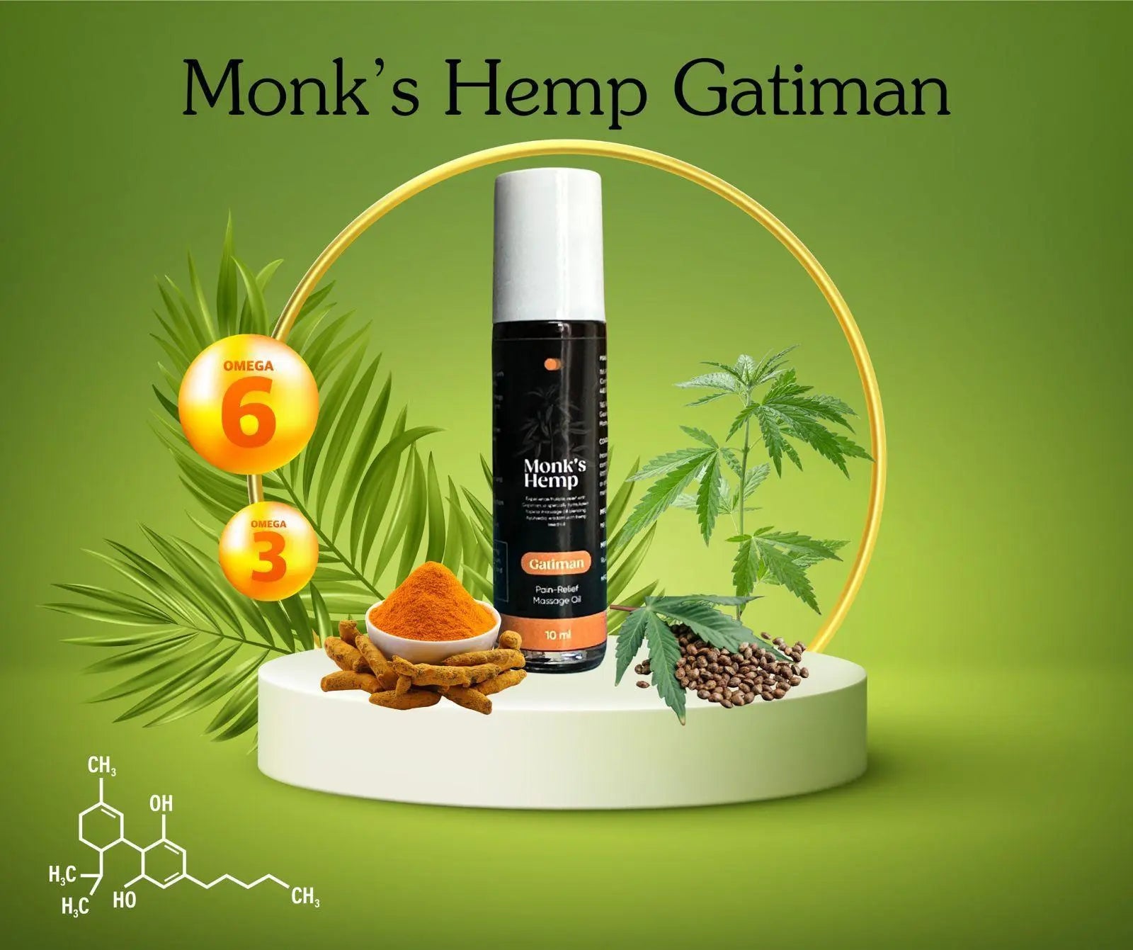 Monk's Hemp- Gatiman Cannabis Extract Roll On | Pain Relief Oil.