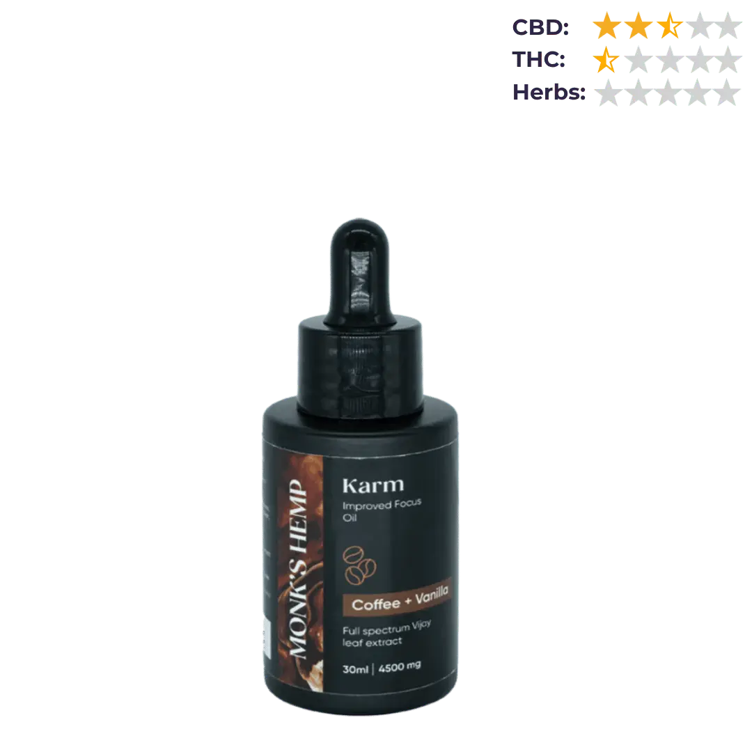 Monk's Hemp Karm (10:1) Improved Focus CBD Oil - Coffee Vanilla Flavor.