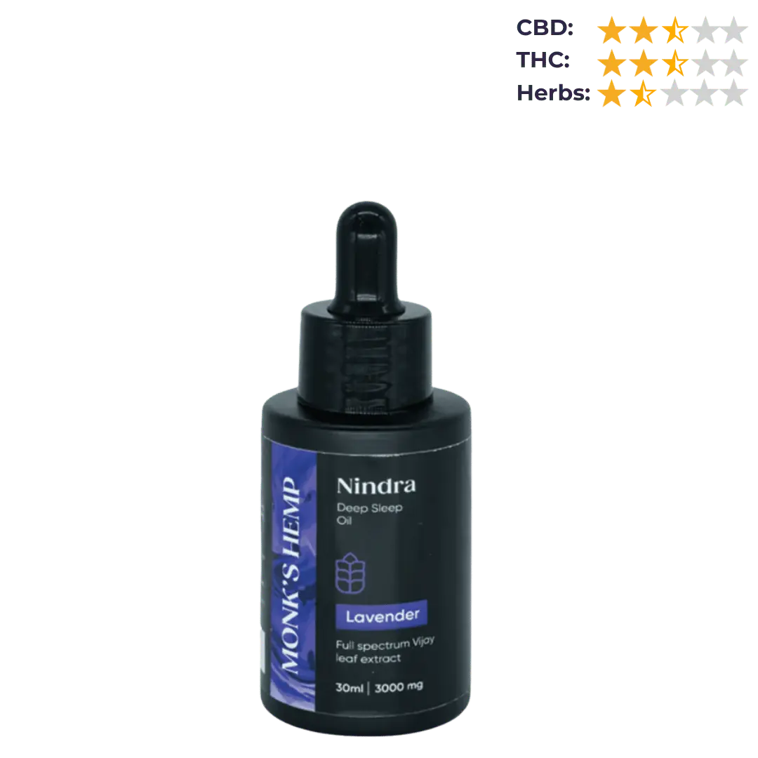 Monk's Hemp Nindra (1:1) Deep Sleep CBD Oil- Lavender (30ml).