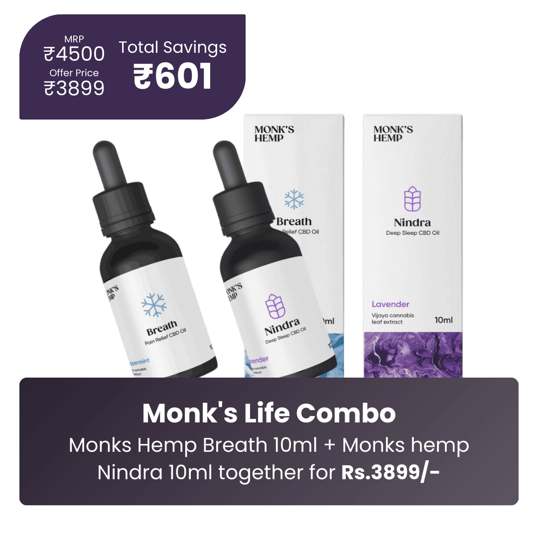 Monks Hemp- Life Combo: Breath & NindraCBD OilMonks Life Combo: Breath & Nindra - CBD Oil | Stress, Sleep Aid
