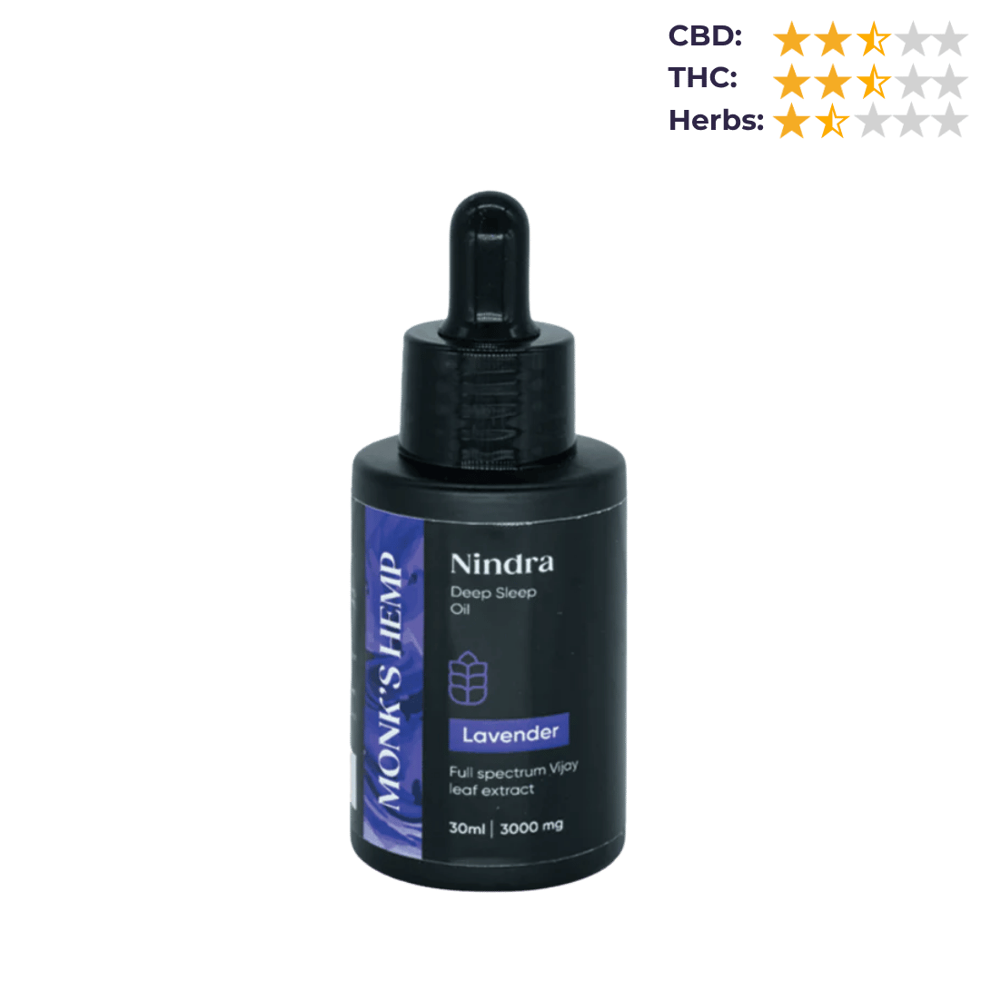 Monk's Hemp Nindra (1:1) Deep Sleep CBD Oil- Lavender.