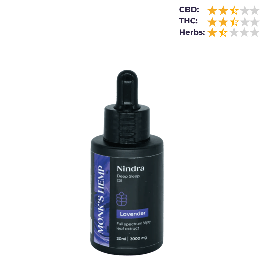 Monk's Hemp Nindra (1:1) Deep Sleep CBD Oil- Lavender (30ml).