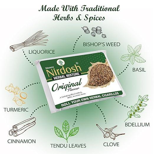 Nirdosh Herbal Raw Mixture Original Flavour | 100% Natural Tobacco-Free Herbal Blend.