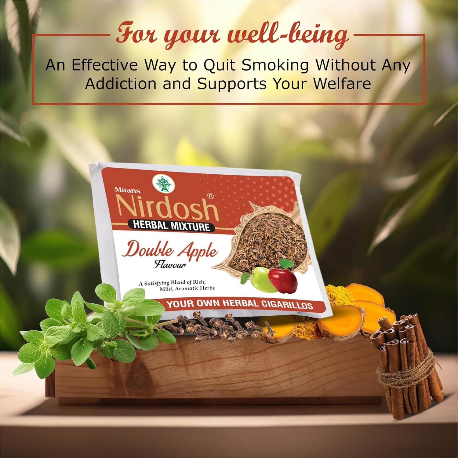 Nirdosh Double Apple Herbal Raw Mixture | 100% Tobacco & Nicotine Free | 70g Organic Herbal Blend.