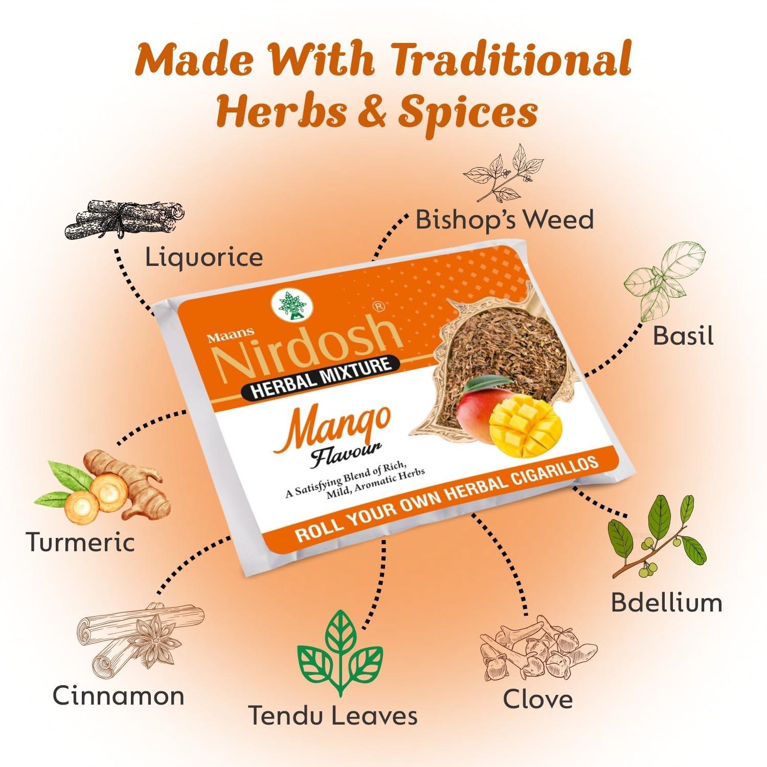 Nirdosh Mango Flavour Herbal Raw Mixture 35g | 100% Tobacco & Nicotine Free | Ayurvedic Blend.